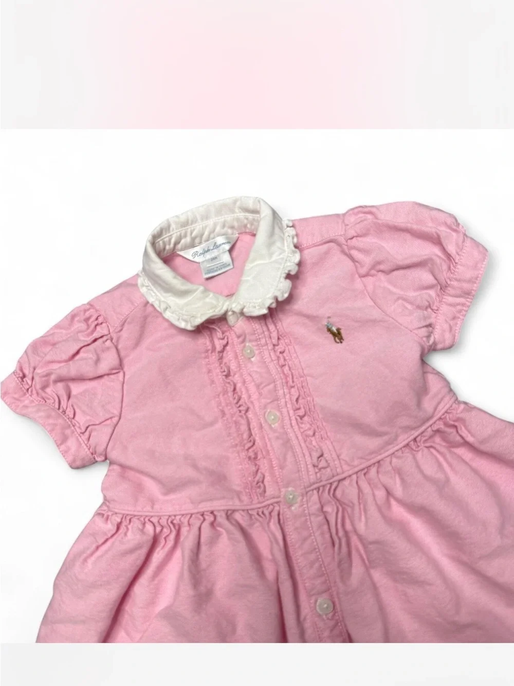 Ralph Lauren Pink Dress with White Ruffled Collar